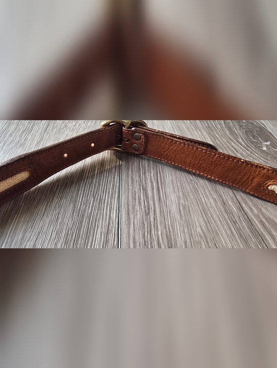 Cognac Tan Leather Belt Size 36 Brass Buckle Made in Italy Womens Classic main image 6